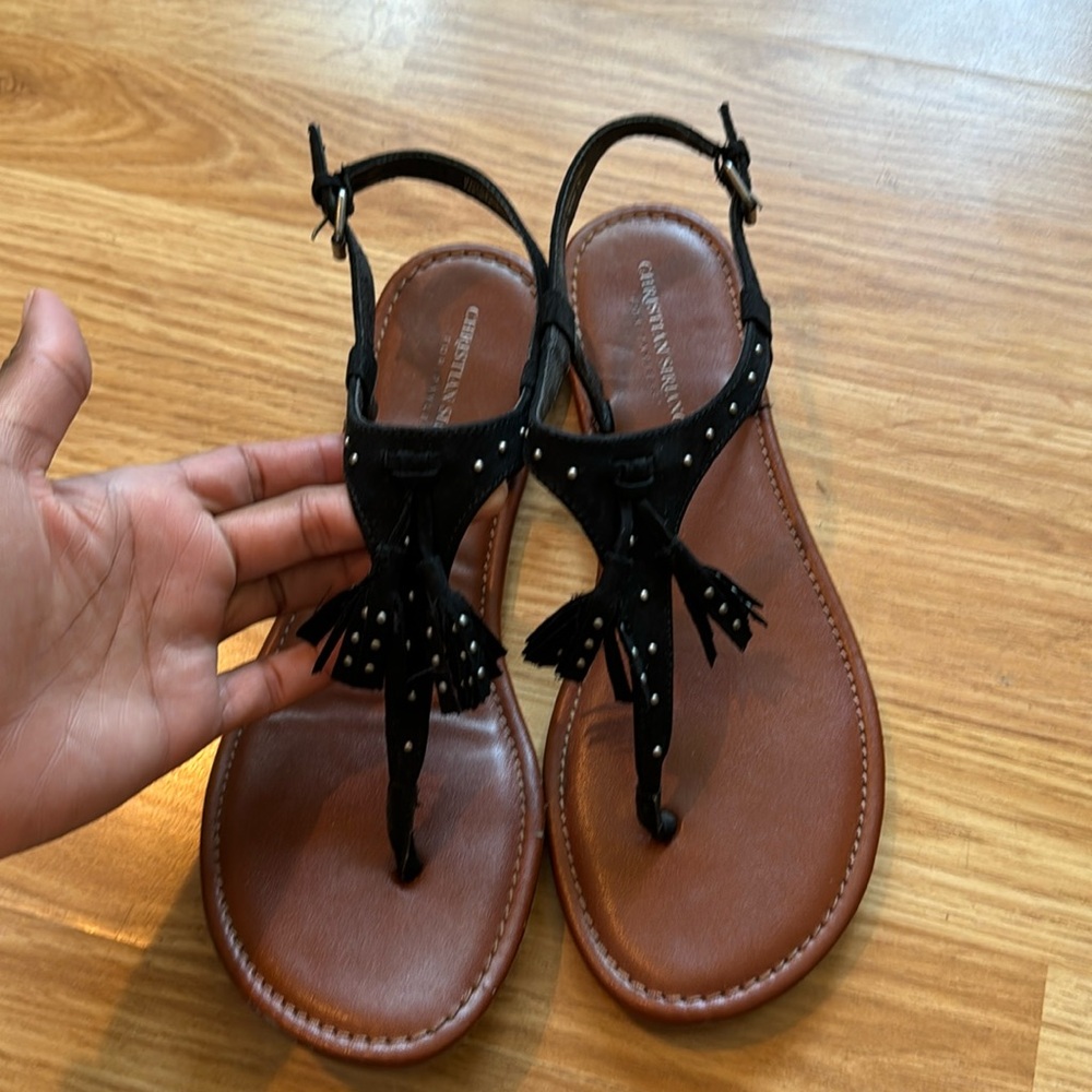 Suede Tassle Sandals - size 10